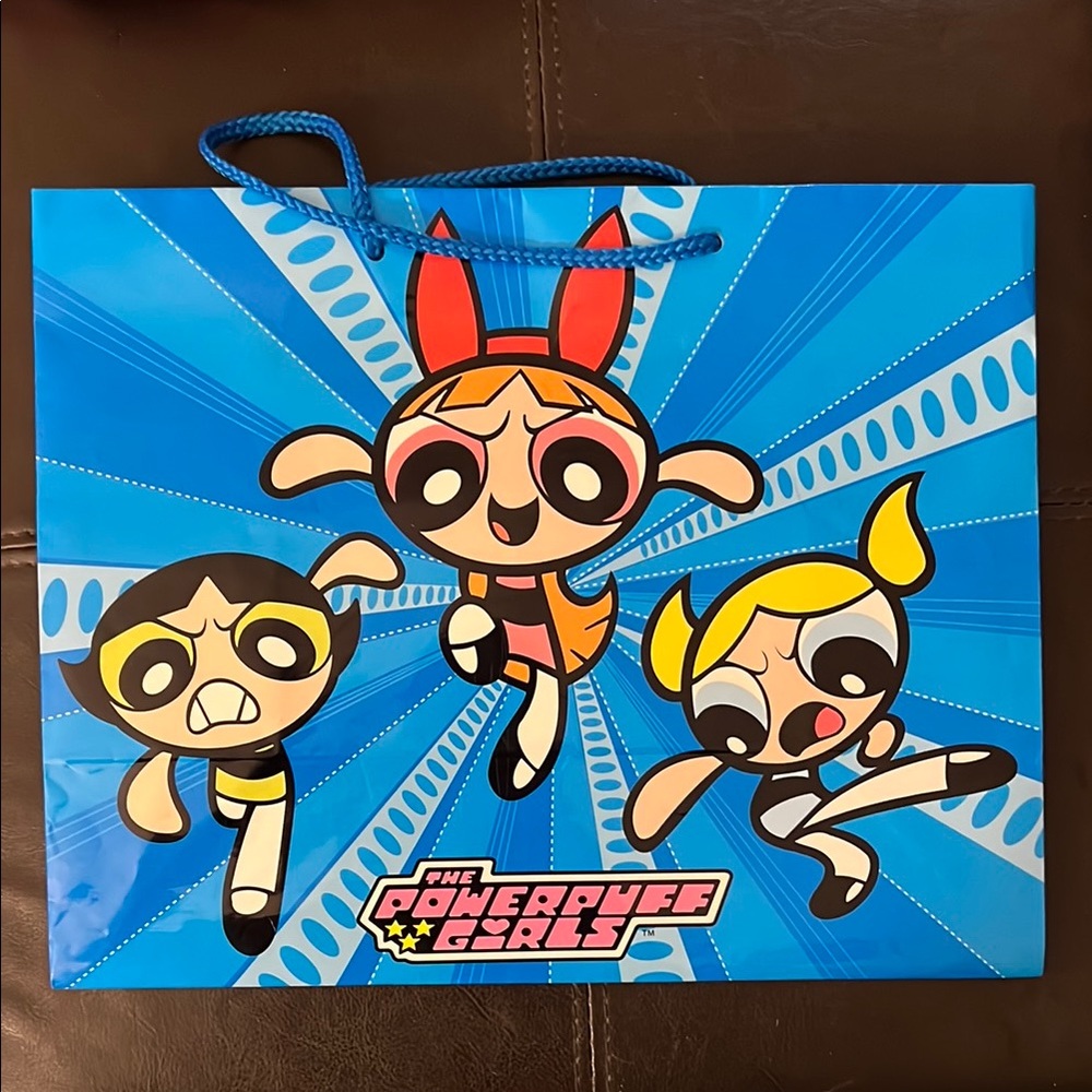 Vintage Y2K Powerpuff Girls Blue Gift Bag Cartoon Network 12.5x10”